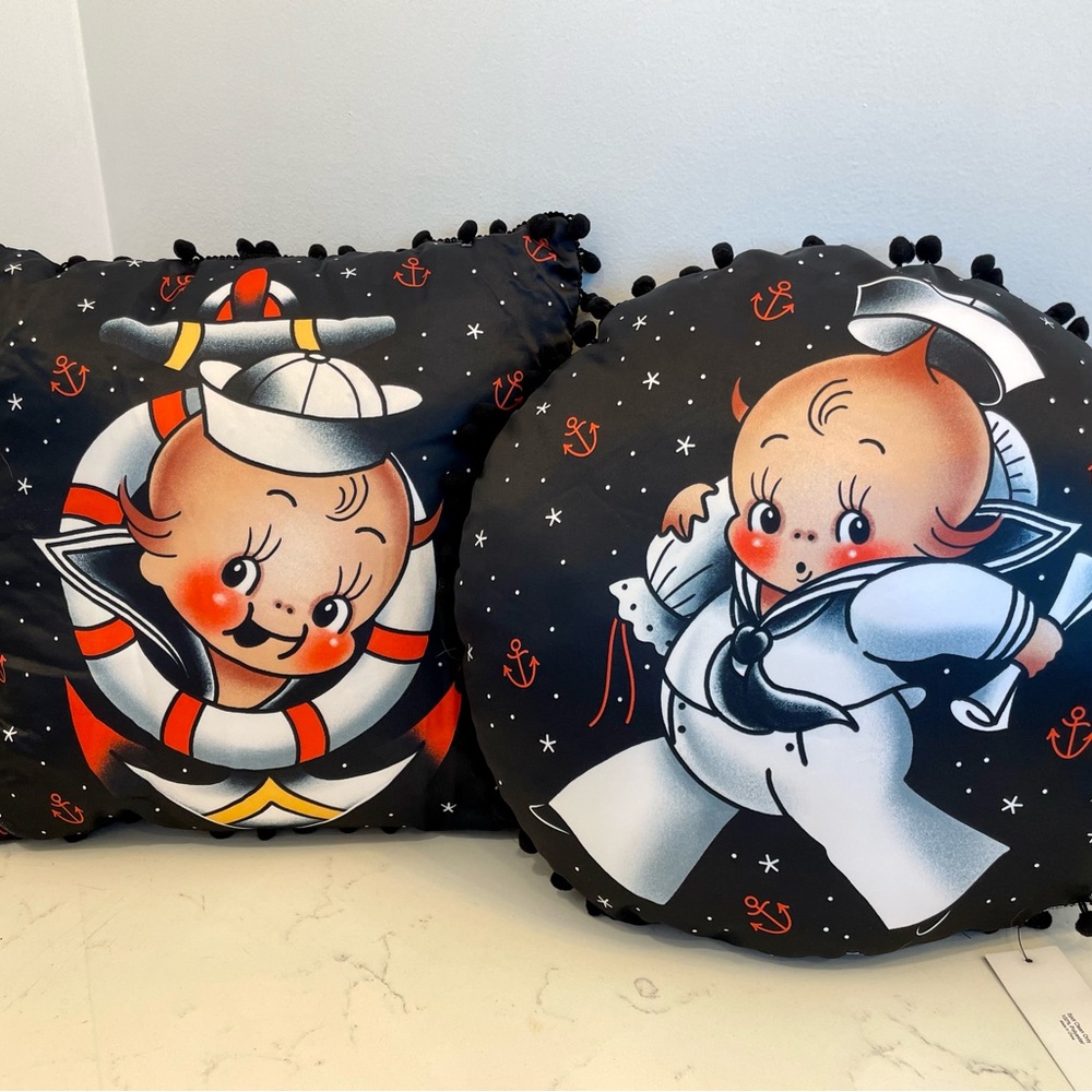 NWT Sourpuss Sailor Kewpie Buoy Baby Decorative Nautical Pillows